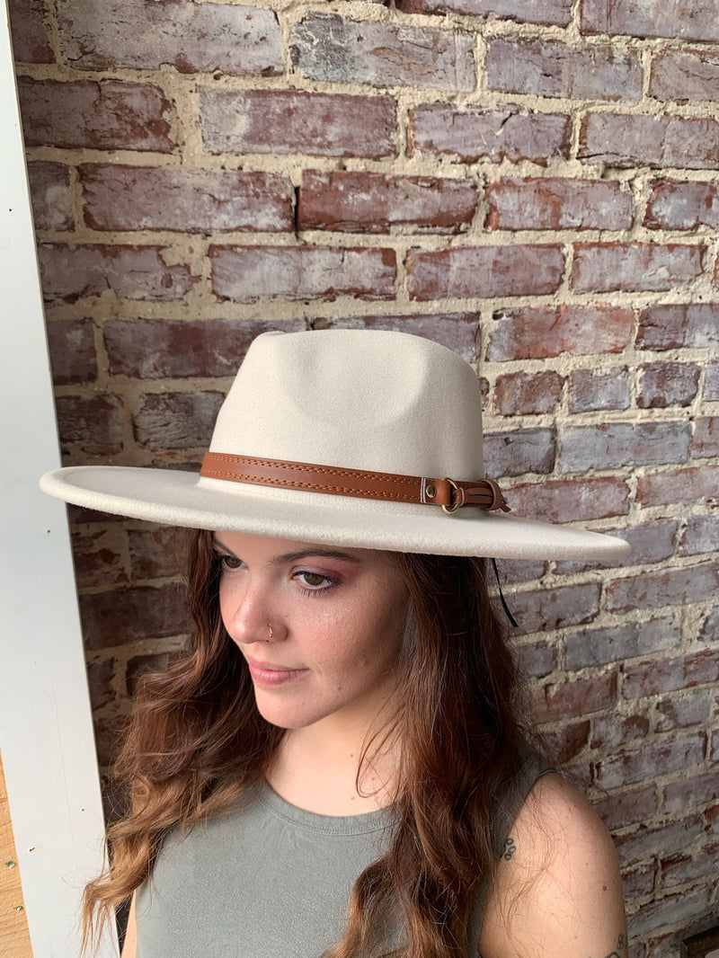 Cream Flat Brim Hat