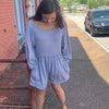 Long Sleeve Loose Romper in Periwinkle