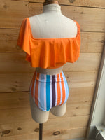 Orange Ruffle Bikini Top