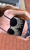 Rhinestone Fringe Bustier Crop Top