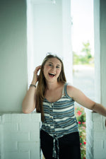 Blue and White Striped Tank Top