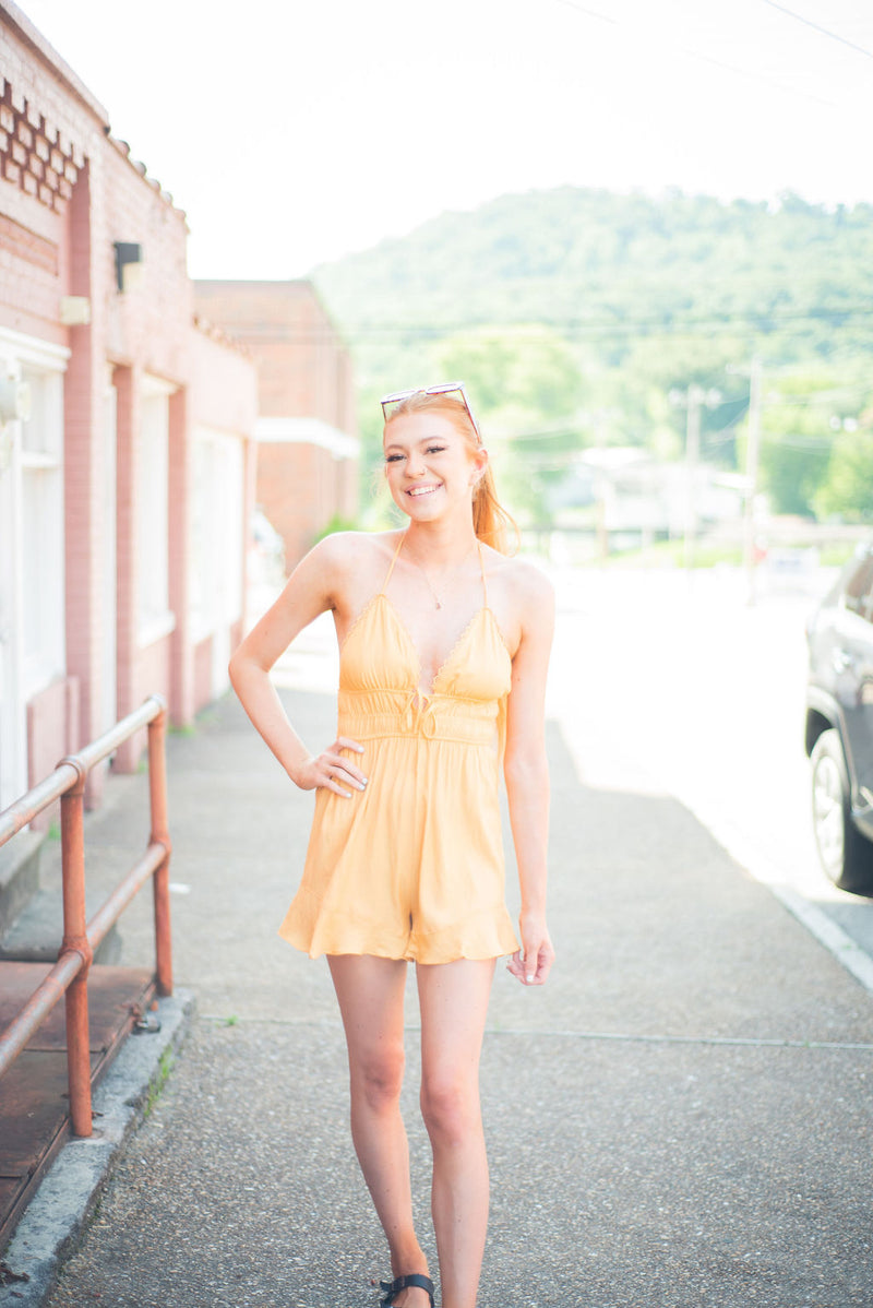 Yellow Halter Top Romper