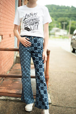 Two-toned Flower Pattern Jeans