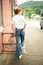 Two-toned Flower Pattern Jeans